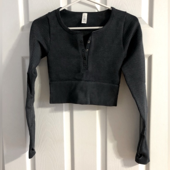 aerie Tops - Aerie Cropped Waffle Shirt